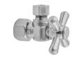 Jaclo® 615-PCH 1/4 Turn Angle Pattern Contemporary/Modern Supply Ball Valve With Standard Cross Handle, 3/8 in Nominal, IPS x Compression End Style, Solid Brass Body, Polished Chrome, Domestic