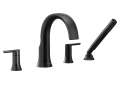 Moen® TS984BL Doux™ Roman Tub Faucet With Built-in Diverter Valve, 1.75 gpm Flow Rate, 10 in Center, Matte Black, 2 Handles, Function: Traditional, Domestic