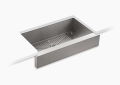 Kohler K-3943-NA 35-1/2 inch x 21-1/4 inch x 9-5/16 inch Vault Under-Mount Stainless Steel Apron-Front Kitchen Sink