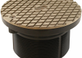 Jones Stephens D59902 3-1/2" Plastic Heavy Duty Cleanout Spud with 6" Nickel Bronze Round Cover PVC