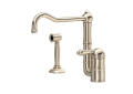 Rohl A3608LMWSSTN-2 Country Kitchen Column Spout Kitchen Faucet With Sidespray - Satin Nickel