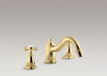 Kohler T125-3-PB Deck-Mount High-Flow Bath Faucet Trim, Six-Prong Handles
