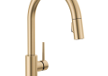 DELTA® 9159T-CZ-DST Trinsic® Kitchen Faucet, 1.8 gpm Flow Rate, Champagne Bronze, 1 Handles, 1 or 3 Faucet Holes, Function: Traditional, Domestic, Commercial