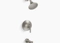 Kohler K-TS27421-4-BN Tone(TM) Rite-Temp(R) Bath and Shower Trim Kit, 2.5 GPM - Vibrant Brushed Nickel