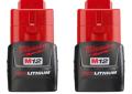 Milwaukee 48-11-2411 Package of 2 M12 REDLITHIUM CP1.5 Compact 12 Volt 1.5 AmpHour Lithium-Ion Rechargeable Batteries