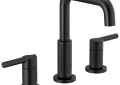 DELTA® 35849LF-BL Nicoli™ Widespread Bathroom Faucet, 1.2 gpm Flow Rate, 5-7/8 in H Spout, 6 to 16 in Center, Matte Black, 2 Handles, Pop-Up Drain, Import