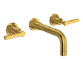 Rohl A2207LMULBTO-2 Lombardia Wall Mount Widespread Bathroom Faucet - Unlacquered Brass