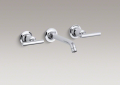 Kohler T14413-4-CP Two-Handle Wall-Mount Lavatory Faucet Trim, 6-1/4" Spout, Lever Handles