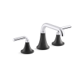 Kohler® 27416-4K-CBL 27416-4K Tone Sink Faucet, 1 gpm Flow Rate, 4-1/16 in H Spout, 8 to 16 in Center, Polished Chrome with Matte Black, 2 Handles, Clicker Drain
