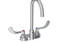 Elkay® LK406LGN05T4 Traditional Scrub/Handwash Faucet, Commercial, 1.5 gpm Flow Rate, 4 in Center, Gooseneck Spout, Polished Chrome, 2 Handles