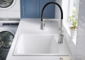 Blanco 401927 LIVEN™ SILGRANIT® Laundry Sink, Rectangle Shape, 25 in W x 22 in H, Drop-In/Under Mount, Granite, White