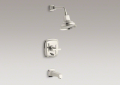 Kohler T16233-3-SN Rite-Temp(R) Bath and Shower Faucet, Cross Handle