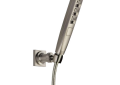 DELTA® 55140-SS Zura™ Wall Mount Hand Shower, 5 Shower Head, 2 gpm Flow Rate, 82 in L Hose, 1/2-14 NPSM Connection, Stainless Steel, Import