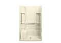 Sterling 72280103-V-96 48" x 36" x 74-1/2 Accord Series Seated Shower with Matte Silver Grab Bars - Biscuit