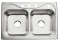 Sterling 11401-4-NA 33 inch x 22 inch Southhaven Double-Basin Stainless Steel Kitchen Sink