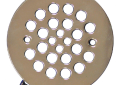 Jones Stephens™ D41102 Round Strainer With Tapping Screws, 4-1/4 in Dia Nominal, Polished Brass, Polished Brass