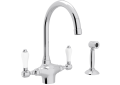 Rohl® A1676LPWSAPC-2 San Julio Traditional Kitchen Faucet, 1.5 gpm Flow Rate, Polished Chrome, 2 Handles