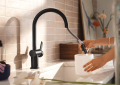 Moen® 7622BL 7622 Cia Pull-Down Kitchen Faucet, 1.5 gpm Flow Rate, Matte Black, 1 Handles, 1, 3 Faucet Holes, Domestic, Commercial