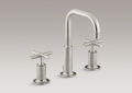 Kohler 14406-3-BN Widespread Lavatory Faucet, Low Gooseneck Spout and Low Cross Handles