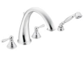 Moen® T922 Kingsley® Roman Tub Faucet, 2 gpm Flow Rate, 10 in Center, Polished Chrome, 2 Handles, Function: Traditional, Domestic