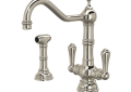 Perrin & Rowe U.4766PN-2 Edwardian Kitchen Faucet Single Hole, 1.8 gpm Flow Rate, Nickel, Import