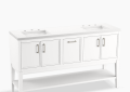 Kohler K-33581-ASB-0 WHT Winnow(R) 60" Bathroom Vanity Cabinet with Sinks and Quartz Top - White