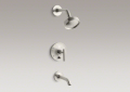 Kohler T14420-4-BN Rite-Temp(R) Pressure-Balancing Bath and Shower Faucet, Lever Handle
