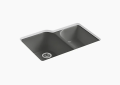 Kohler K-5931-4U-58 Executive Chef(TM) 33" x 22" x 10-5/8" Undermount Large/Medium, High/Low Double-Bowl Kitchen Sink with 4 Oversize Faucet Holes - Thunder Grey