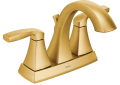 Moen® 6901BG Centerset Bathroom Faucet, Voss™, Brushed Gold, 2 Handles, Lift Rod Drain, 1.2 gpm Flow Rate