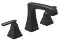 DELTA® 3564-BLMPU-DST Ashlyn® Widespread Lavatory Faucet, Commercial/Residential, 1.2 gpm Flow Rate, 4-1/8 in H Spout, 4-1/2 to 16 in Center, Matte Black, 2 Handles, Pop-Up Drain, Domestic