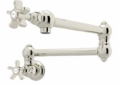 Rohl® A1451XPN-2 Pot Filler, Italian Country Kitchen, 1.5 gpm Flow Rate, Swivel Arm Spout, Polished Nickel, 2 Handles