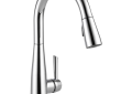 DELTA® 9113-DST Essa® Kitchen Faucet, 1.8 gpm Flow Rate, Polished Chrome, 1 Handles, 1 Faucet Holes, Function: Traditional, Domestic, Commercial