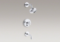 Kohler T14421-3-CP Rite-Temp(R) Pressure-Balancing Bath and Shower Faucet Trim, 7-3/4" Spout and Cross Handle