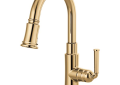 Brizo® 63974LF-PG Rook™ Pull-Down Kitchen Prep Faucet, 1.8 gpm Flow Rate, Polished Gold, 1 Handles, 1 Faucet Holes, Function: Traditional, Domestic, Commercial
