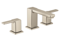 Moen® TS6721BN Widespread Bathroom Faucet, 90 Degree™, Commercial, 1.2 gpm Flow Rate, 3-7/16 in H Spout, 8 to 16 in Center, Brushed Nickel, 2 Handles, Lift Rod Drain, Domestic