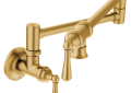Moen® S664BG Model S664 Pot Filler Kitchen Faucet, Traditional™, Commercial, 5.5 gpm Flow Rate, Brushed Gold, 2 Handles, Domestic