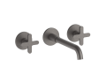 Fantini 53P5R013BU Wall-Mount Three-Hole Washbasin Mixer with Extended Spout - Matte Gun Metal PVD