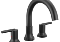 DELTA® T2759-BL Roman Tub Trim, Trinsic®, 1.75 gpm Flow Rate, 8 to 16 in Center, Matte Black, 2 Handles, Function: Traditional, Domestic