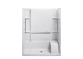 Sterling 72290103-V-0 60 inch x 36 inch x 74-1/2 inch Accord Series Seated Shower with Nickel Grab Bars - White