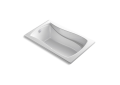 Kohler® 1239-GHW-0 Mariposa® Heated Air Bathtub With Bask® Heated Surface, BubbleMassage™, Rectangular Shape, 60 in L x 36 in W, Reversible Drain, White