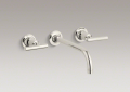 Kohler T14414-4-SN Two-Handle Wall-Mount Lavatory Faucet Trim, 9" Spout, Lever Handles