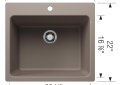 Blanco 401926 LIVEN™ SILGRANIT® Laundry Sink, Rectangle Shape, 25 in W x 22 in H, Drop-In/Under Mount, Granite, Truffle