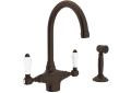 Rohl® A1676LPWSTCB-2 San Julio Traditional Kitchen Faucet, 1.5 gpm Flow Rate, C Spout, Tuscan Brass, 2 Handles