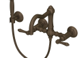 ROHL A1456LMWSTCB-2 Acqui Wall Mount Column Spout Bridge Kitchen Faucet with Sidespray - Tuscan Brass