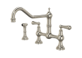 ROHL U.4764L-PN-2 Edwardian Bridge Kitchen Faucet with Sidespray - Polished Nickel