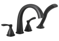 DELTA® T4777-BL Stryke™ Roman Tub/Whirlpool Faucet Trim, 1.75 gpm at 80 psi Flow Rate, 8 to 16 in Center, Matte Black, 2 Handles, Import