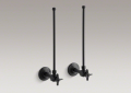 Kohler 7605-P-BKB Pair 3/8" NPT Angle Supplies with Stop, Cross Handle and Annealed Vertical Tube