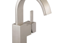 DELTA® 553LF-SS Lavatory Faucet, Vero®, 1.2 gpm, 5-1/4 in H Spout, 1 Handles, Pop-Up Drain, 1 Faucet Holes, Stainless Steel, Function: Traditional, Commercial