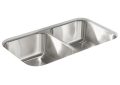 Sterling 11406-NA 32 inch x 18 inch x 8-1/16 inch McAllister Under-Mount Double-Basin Kitchen Sink