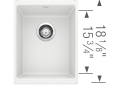 Blanco 513425 PRECIS™ SILGRANIT® II Medium Composite Sink, Metallic Gray, Rectangle Shape, 12.6 in L x 15-3/4 in W x 7-1/2 in D Bowl, 13-3/4 in L x 18 in W, Under Mount, Granite